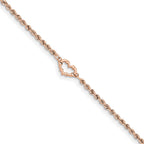 FJC Finejewelers 14 kt Rose Gold Bright Cut Rope with Heart Anklet 9 Inches x 10 mm
