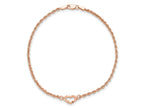 FJC Finejewelers 14 kt Rose Gold Bright Cut Rope with Heart Anklet 9 Inches x 10 mm