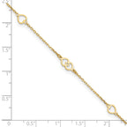 FJC Finejewelers 14 kt Yellow Gold Cable Polished Hearts 9in Plus 1 in ext. Anklet 9 Inches x 9 mm