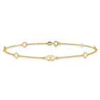 FJC Finejewelers 14 kt Yellow Gold Cable Polished Hearts 9in Plus 1 in ext. Anklet 9 Inches x 9 mm
