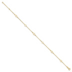FJC Finejewelers 14 kt Yellow Gold Cable Polished Hearts 9in Plus 1 in ext. Anklet 9 Inches x 9 mm