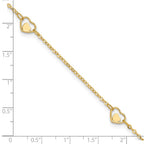 FJC Finejewelers 14 kt Yellow Gold Cable Polished Heart 9in Plus 1in ext Anklet 9 Inches x 1 mm