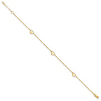 FJC Finejewelers 14 kt Yellow Gold Cable Polished Heart 9in Plus 1in ext Anklet 9 Inches x 1 mm