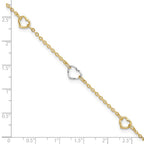 FJC Finejewelers 14 kt Two Tone Gold Cable Polished Heart 9in Plus 1in ext Anklet 9 Inches x 8 mm