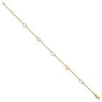 FJC Finejewelers 14 kt Two Tone Gold Cable Polished Heart 9in Plus 1in ext Anklet 9 Inches x 8 mm