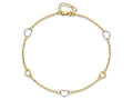 FJC Finejewelers 14 kt Two Tone Gold Cable Polished Heart 9in Plus 1in ext Anklet 9 Inches x 8 mm