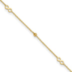 FJC Finejewelers 14 kt Yellow Gold Cable Polished Infinity 9in Plus 1in ext Anklet 9 Inches x 0 mm