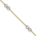 FJC Finejewelers 14 kt Two Tone Gold Cable Polished Infinity 9in Plus 1 in ext. Anklet 9 Inches x 8 mm