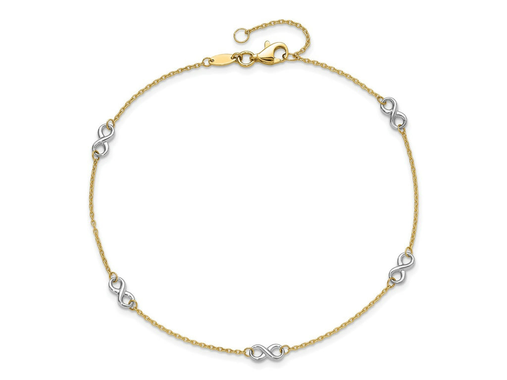 FJC Finejewelers 14 kt Two Tone Gold Cable Polished Infinity 9in Plus 1 in ext. Anklet 9 Inches x 8 mm