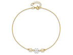 FJC Finejewelers 14 kt Two Tone Gold Cable Polished Three Flower 9in Plus 1in ext Anklet 9 Inches x 24 mm