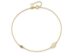 FJC Finejewelers 14 kt Yellow Gold Cable Leaf and Glass Eye Bead 9in Plus 1in Ext Anklet 9 Inches x 1 mm