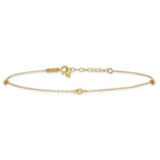 FJC Finejewelers 14 kt Yellow Gold Cable Mirror Beads 9in Plus 1in Ext Anklet 9 Inches x 0 mm