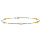 FJC Finejewelers 14 kt Yellow Gold Polished Fancy Filigree Link 9in Plus 1 in ext. Anklet 9 Inches x 9 mm