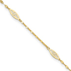 FJC Finejewelers 14 kt Yellow Gold Polished Fancy Filigree Link 9in Plus 1 in ext. Anklet 9 Inches x 9 mm