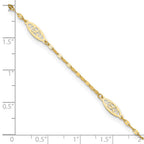 FJC Finejewelers 14 kt Yellow Gold Polished Fancy Filigree Link 9in Plus 1 in ext. Anklet 9 Inches x 9 mm