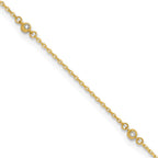 FJC Finejewelers 14 kt Yellow Gold Cable Polished CZ 5 Station 9in with 1 in ext. Anklet 9 Inches x 2 mm