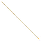 FJC Finejewelers 14 kt Yellow Gold Cable Polished CZ 5 Station 9in with 1 in ext. Anklet 9 Inches x 2 mm