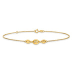 FJC Finejewelers 14 kt Yellow Gold Cable Polished Fancy Link 9in Plus 1 in ext. Anklet 9 Inches x 22 mm
