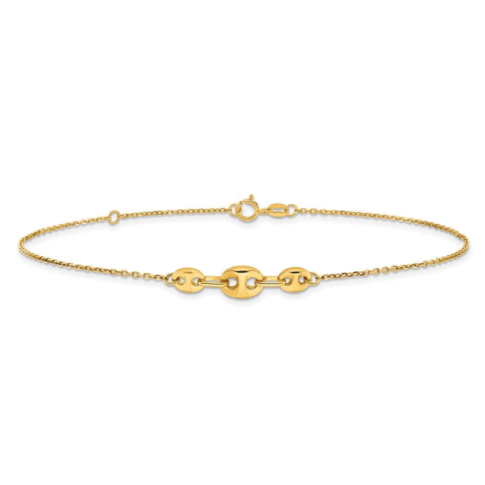 FJC Finejewelers 14 kt Yellow Gold Cable Polished Fancy Link 9in Plus 1 in ext. Anklet 9 Inches x 22 mm