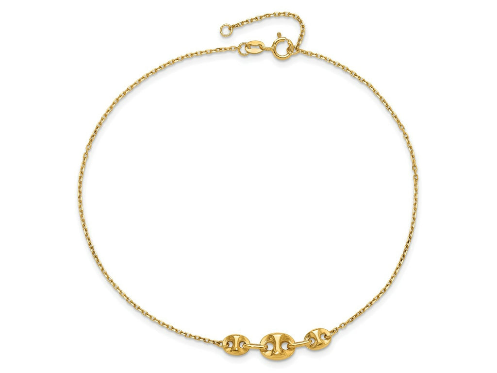 FJC Finejewelers 14 kt Yellow Gold Cable Polished Fancy Link 9in Plus 1 in ext. Anklet 9 Inches x 22 mm