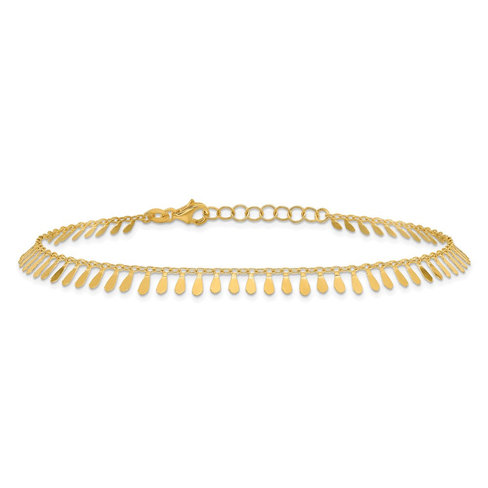 FJC Finejewelers 14 kt Yellow Gold Fashion Polished Fancy 9in Plus 1 in ext. Anklet 9 Inches
