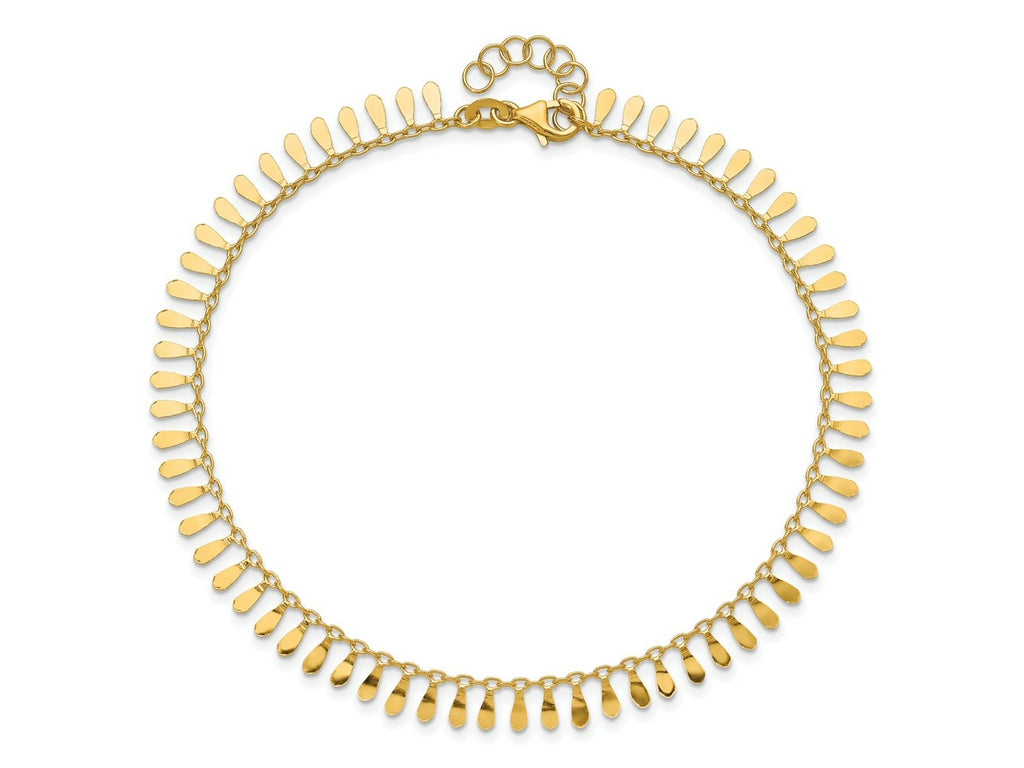 FJC Finejewelers 14 kt Yellow Gold Fashion Polished Fancy 9in Plus 1 in ext. Anklet 9 Inches