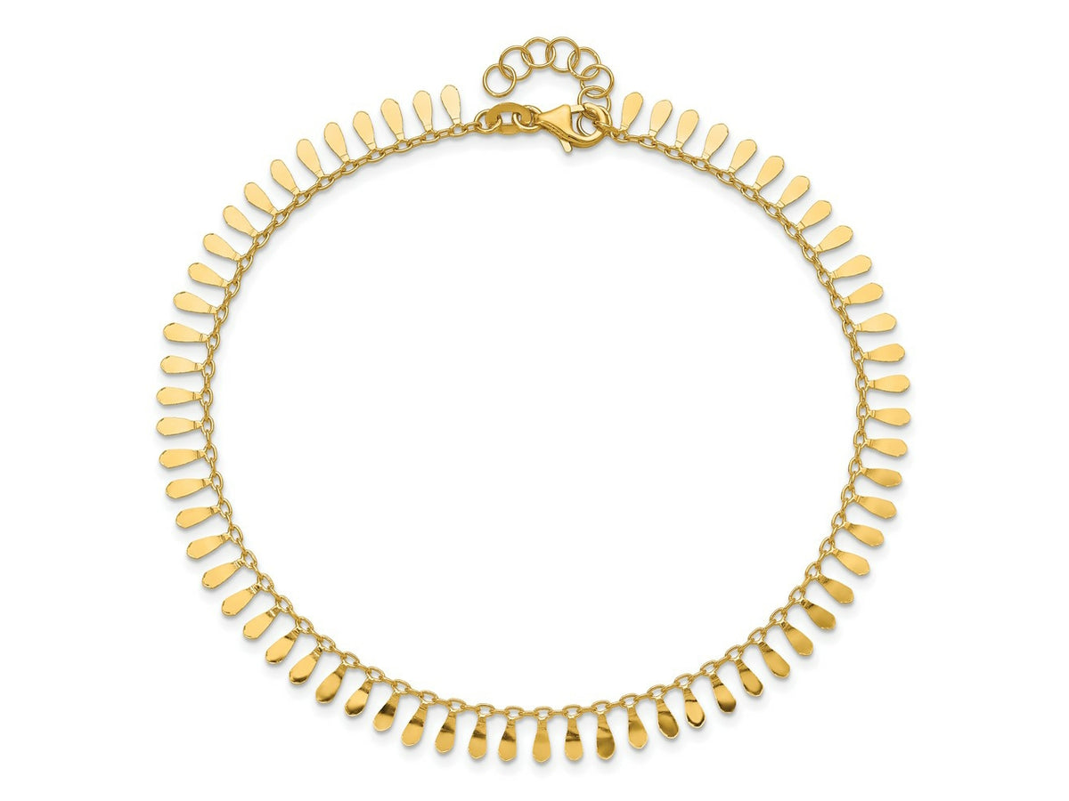 FJC Finejewelers 14 kt Yellow Gold Fashion Polished Fancy 9in Plus 1 in ext. Anklet 9 Inches