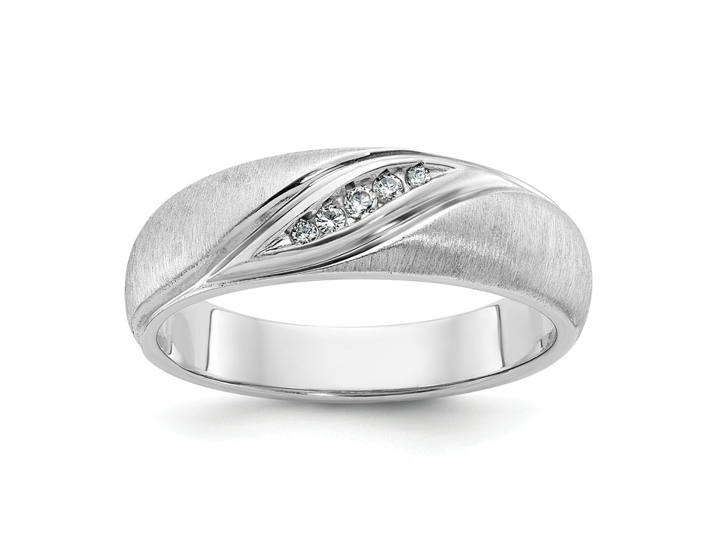 FJC Finejewelers 14 kt White Gold Men's Polished and Satin Lab Grown Diamond Ring