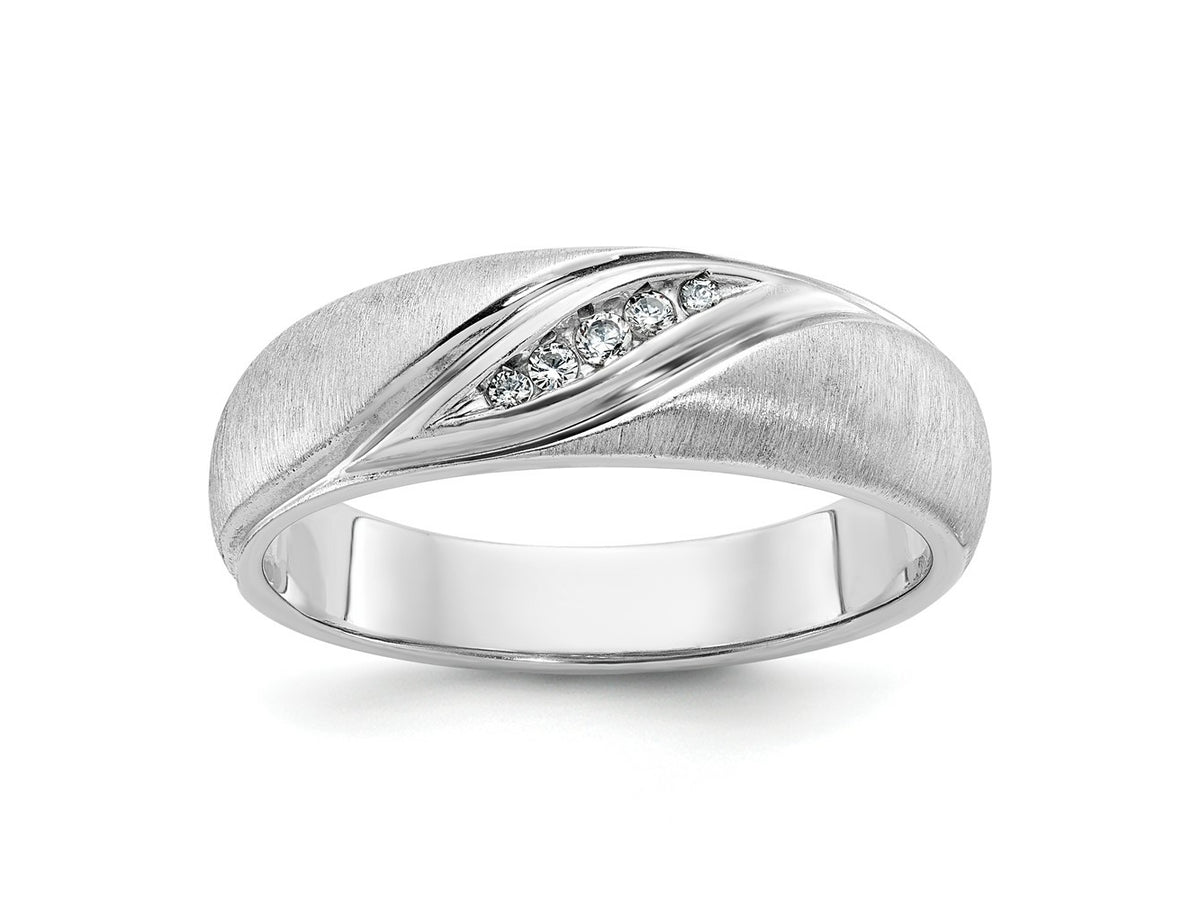 FJC Finejewelers 14 kt White Gold Men's Polished and Satin Lab Grown Diamond Ring