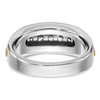 FJC Finejewelers 14 kt Two Tone Gold Men's Satin/Grooved Complete 5-Stone Lab Grown Diamonds Ring 9 mm