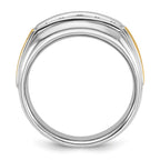FJC Finejewelers 14 kt Two Tone Gold Men's Satin/Grooved Complete 5-Stone Lab Grown Diamonds Ring 9 mm