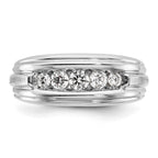 FJC Finejewelers 14 kt Two Tone Gold Men's Satin/Grooved Complete 5-Stone Lab Grown Diamonds Ring 9 mm