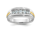 FJC Finejewelers 14 kt Two Tone Gold Men's Satin/Grooved Complete 5-Stone Lab Grown Diamonds Ring 9 mm