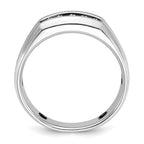 FJC Finejewelers 14 kt White Gold Men's Satin/Grooved 5-Stone Lab Grown Diamonds Ring 7 mm