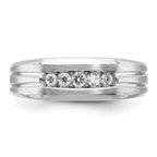 FJC Finejewelers 14 kt White Gold Men's Satin/Grooved 5-Stone Lab Grown Diamonds Ring 7 mm