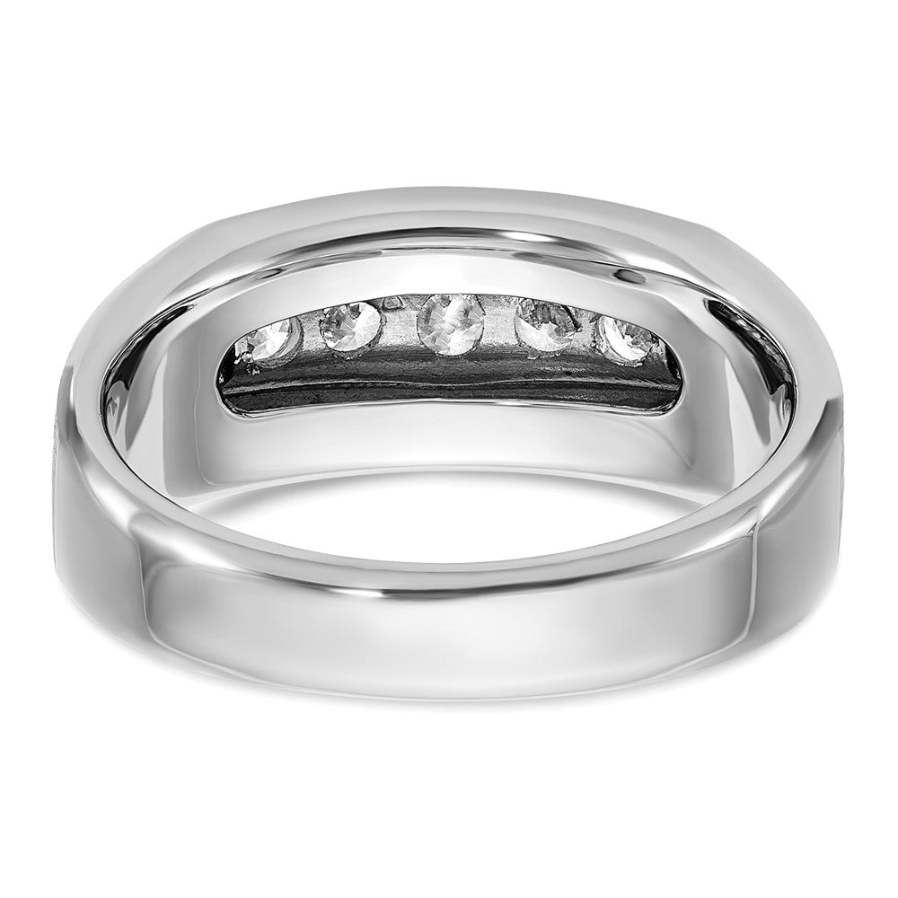 FJC Finejewelers 14 kt White Gold Men's Polished and Brushed 5-Stone Lab Grown Diamonds Ring 9 mm