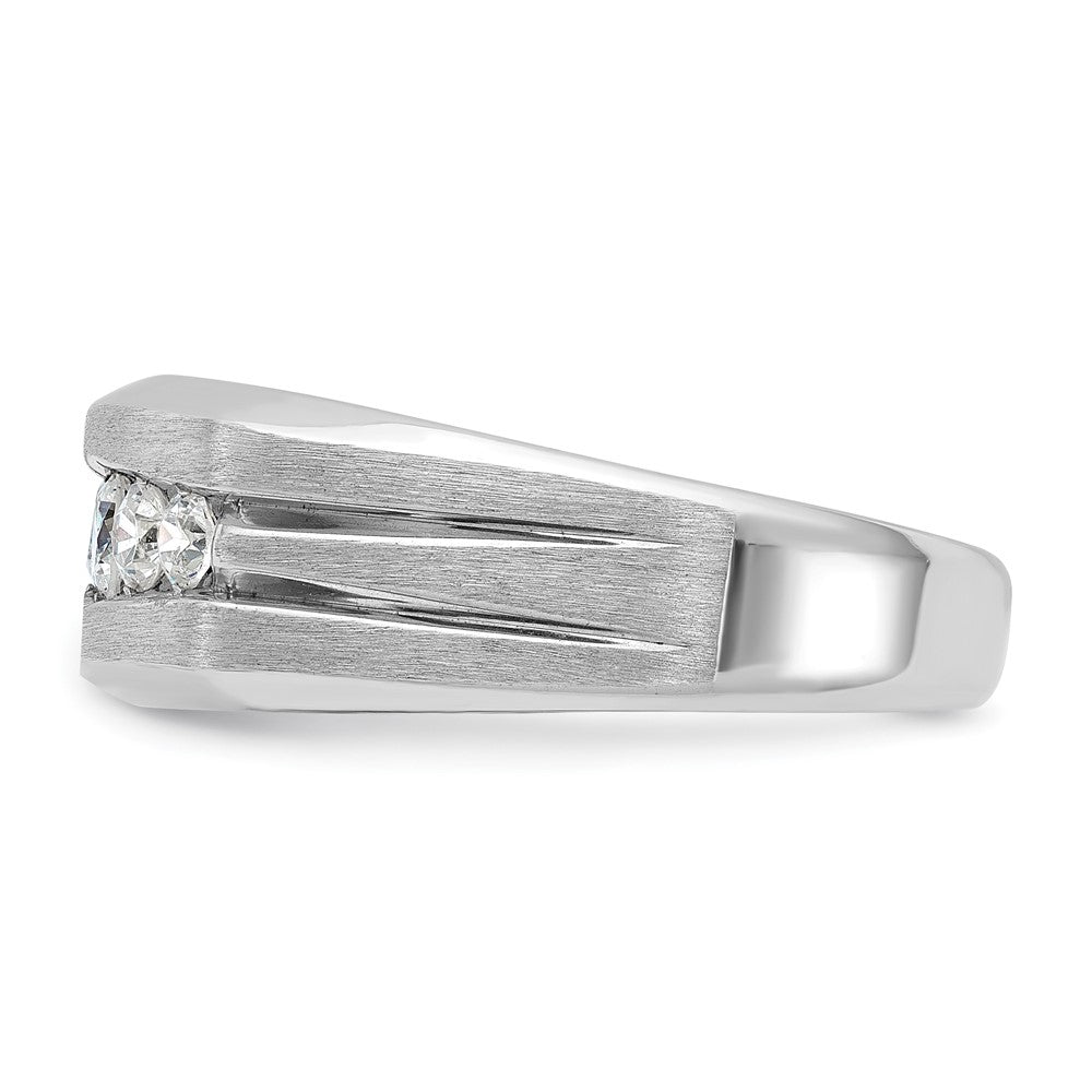FJC Finejewelers 14 kt White Gold Men's Polished and Brushed 5-Stone Lab Grown Diamonds Ring 9 mm