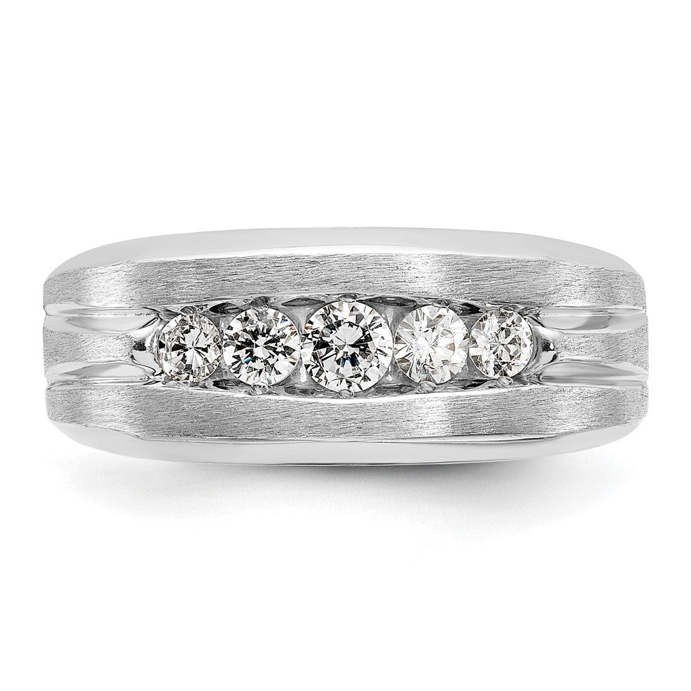 FJC Finejewelers 14 kt White Gold Men's Polished and Brushed 5-Stone Lab Grown Diamonds Ring 9 mm