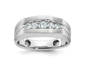 FJC Finejewelers 14 kt White Gold Men's Polished and Brushed 5-Stone Lab Grown Diamonds Ring 9 mm