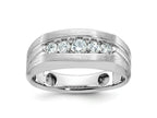 FJC Finejewelers 14 kt White Gold Men's Polished and Brushed 5-Stone Lab Grown Diamonds Ring 9 mm