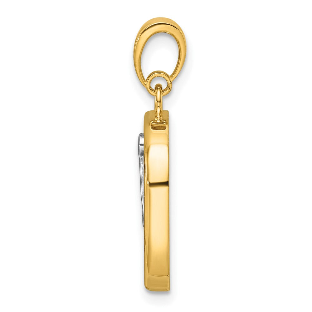 FJC Finejewelers 14 kt Two Tone Gold Polished Square Masonic Compass Charm 25 x 16 mm