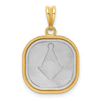 FJC Finejewelers 14 kt Two Tone Gold Polished Square Masonic Compass Charm 25 x 16 mm