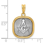 FJC Finejewelers 14 kt Two Tone Gold Polished Square Masonic Compass Charm 25 x 16 mm