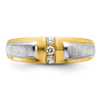 FJC Finejewelers 14 kt Two Tone Gold Men's Polished and Satin 3-Stone Lab Grown Diamonds Ring 6 mm