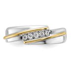 FJC Finejewelers 14 kt Two Tone Gold Men's Polished 5-Stone Lab Grown Diamonds Ring 7 mm