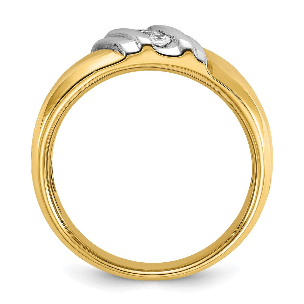 FJC Finejewelers 14 kt Two Tone Gold Men's Polished 3-Stone Lab Grown Diamonds Ring 7 mm