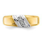FJC Finejewelers 14 kt Two Tone Gold Men's Polished 3-Stone Lab Grown Diamonds Ring 7 mm
