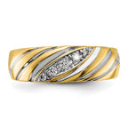 FJC Finejewelers 14 kt Yellow Gold with Rhodium Men's Polish/Grooved Lab Grown Diamonds Ring 7 mm