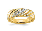 FJC Finejewelers 14 kt Yellow Gold with Rhodium Men's Polish/Grooved Lab Grown Diamonds Ring 7 mm