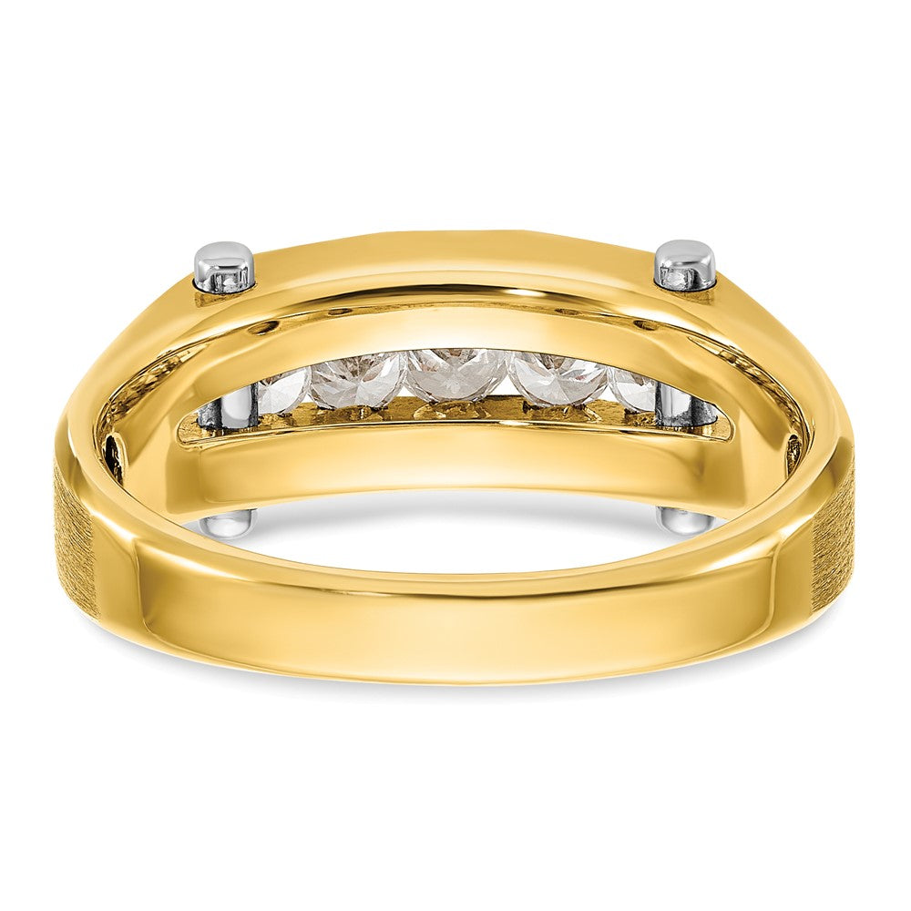 FJC Finejewelers 14 kt Two Tone Gold Men's Polished and Satin 5-Stone Lab Grown Diamonds Ring 7 mm